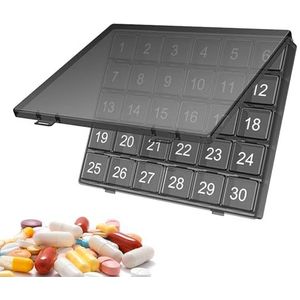 itrimaka Maandelijkse pillenorganizer, draagbare pillendoos - Compacte pillendoos voor 30 dagen voor het bewaren van pillen | Reisdoos met grote capaciteit, pillendoosjes, persoonlijke