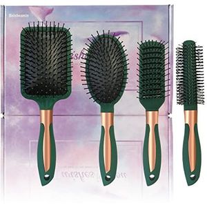 4-Delige Haarborstel Set - Antistatische Massage Ovale Kam, Ontklitten Borstel, Ronde en Vent Borstel - Flexibele Zachte Pin Voor Lange Dikke Krullende Golvende Droge Beschadigde Haren