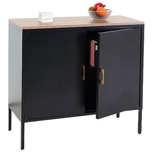 Mendler - HWC-L84 - Dressoir - Zwart - Metaal - 2 Deuren - Verstelbare Legplank
