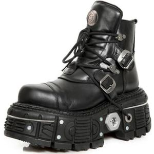 Goth Platform Enkellaarsjes Dames Ronde Neus Combat Lace Up Motorschoenen,zwart,35 EU