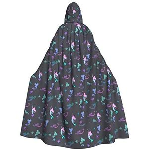 Bxzpzplj Gekleurde Mooie Zeemeermin Print Unisex Hooded Mantel Voor Mannen & Vrouwen, Carnaval Thema Party Decor Hooded Mantel