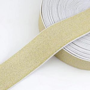 3 meter 10-50 mm goud zilver glitter elastiekjes rubberen band kant lint trim DIY kledingstuk broek riem naaien accessoire-GoldWhite-25mm-3 meter