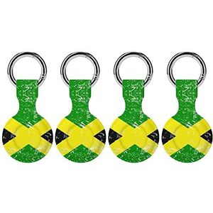 Jamaicaanse Retro Vlag Siliconen Case Voor Airtags Met Sleutelhanger Beschermhoes Airtag Finder Accessoires Houder