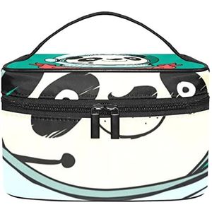 Draagbare Make-up Tas Reizen Cosmetische Tassen Voor Vrouwen Meisjes Rits Pouch Case Organizer Cartoon Panda kosmonaut Groen, Meerkleurig, 22.5x15x13.8cm/8.9x5.9x5.4in