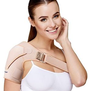 Suptrust Herstel schoudersteunbeugel: schouderpijn schouderblessures tendinitis verlichting - Rotator manchet ondersteuning brace verstelbare pasvorm mouw wrap - één maat normale roze kleur