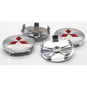 4 stuks naafdoppen voor Mitsubishi ASX Outlander Large Pajero 60mm auto naafdoppen naafdoppen vervangende naafdoppen wieldop stickers B zwart