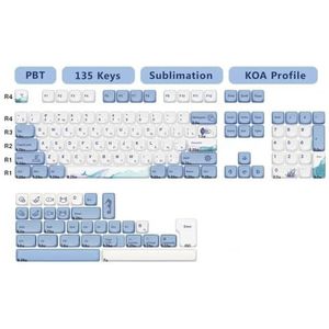 QPSJXN Leuke oceaanwalvis -PBT keycaps voor compatibele draadloze Bluetooth mechanische speeltoetsenborden zoals F87 Pro (Ocean Walhale-RU)
