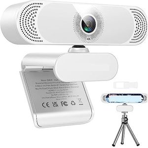 Webcam, 4K-webcam for pc-webcam met microfoon met ruisonderdrukking/privacycover/statief USB-webcamera for computerkantoor