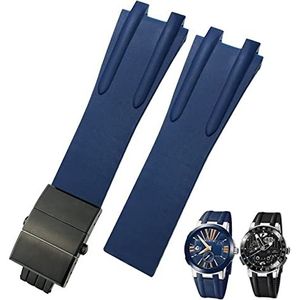 OFWAX 26Mm Rubber Staal Vouwen Gesp Horloge Band Fit Voor Ulysse Nardin Blauw Zwart Bruin Sport Waterdichte Band accessoires, 26mm, Agaat