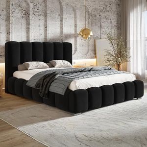 DAHUEN Gestoffeerd bed Bubble 140 x 200, tweepersoonsbed met led- en USB- oplaadfunctie, hoofdeinde, boxspringbed met hydraulische bedlade, opbergbed met lattenbodem van hout, linnen (grijs, 140 x 200 DAHUEN Gestoffeerd bed Bubble 140 x 200, tweepersoonsbed met led- en USB- oplaadfunctie, hoofdeinde, boxspringbed met hydraulische bedlade, opbergbed met lattenbodem van hout, linnen (grijs, 140 x 200