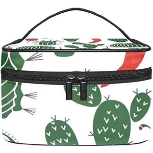Cactus met chili make-up organizer tas, reismake-up tas organizer case draagbare cosmetische tas voor vrouwen en meisjes toiletartikelen, Meerkleurig, 22.5x15x13.8cm/8.9x5.9x5.4in