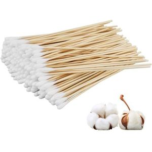 200 stuks lange wattenstaafjes, 15 cm grote kop, lange oorwattenstaafjes, grote kop houten reinigingspads voor make-up, reiniging, wenkbrauwen, schoonheid, nagels