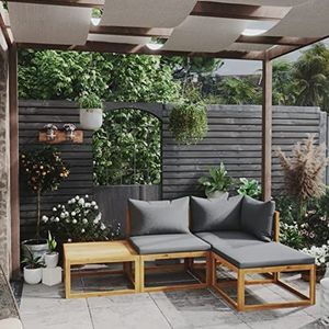 Rantry 4-delige tuinbankset met kussen van massief acaciahout, slaapbank, woonkamer, banken voor buiten, tuinbank, woonkamer, terras, outdoor meubels