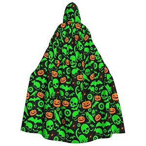WURTON Unisex Hooded Mantel Voor Mannen & Vrouwen, Carnaval Thema Party Decor Groene Ghost Horror Halloween Pompoen Print Hooded Mantel