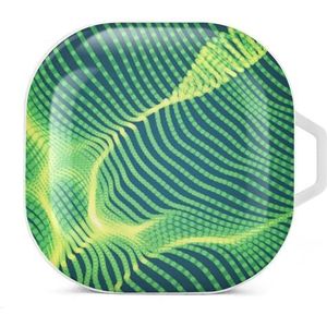 Green Wave Mesh Oordopjes Case Compatibel met Samsung Hard Shell Beschermhoes Wit-Stijl