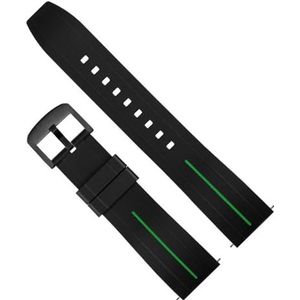 dayeer Waterdichte siliconen snelsluitingsarmband voor Tissot heren dames horlogeband voor Mido riem voor Citize horlogeband met vlindergesp (Color : Black Green 02, Size : 22mm)