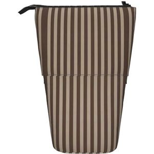 Nbtghga Bruin Strip Print Potlood Telescopische Klassieke Kunsten Stand Up Potlood Case Organizer Potlood Houder Make-up Tas Gift, Zwart, Eén maat