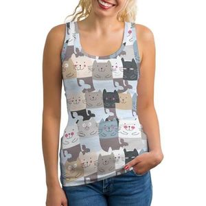 Leuke kat zeemeermin lichtgewicht tank top voor vrouwen mouwloze workout tops yoga racerback running shirts XL