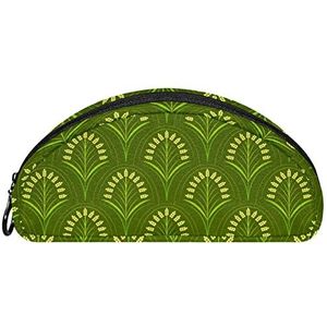 Etui Halve cirkel Briefpapier Pen Bag Pouch Holder Case Green Rice Field Pattern, Multi kleuren, 19.5x4x8.8cm/7.7x1.6x3.5in, Make-up zakje