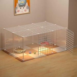Huisdier， Kattenverblijf - Kattenverblijf - Kattenhek - Frettenhek - Kleine hondenkooien - Kattenbedden for binnen - Afneembare metalen kattenkooien - Fa(111x75x47cm(B))