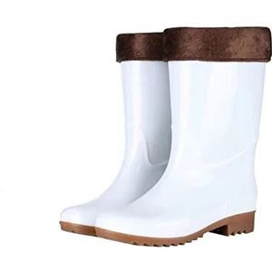 Regenlaarzen Regenschoenen hoge tube fluwelen rundvlees pezen bodem voedsel keuken water laarzen antislip slijtvaste vrouwen waterdichte regenlaarzen Regenschoenen (Color : 42, Size : Thin low white