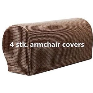 Armleuninghoezen, set van 4 stuks, rekbaar en zacht polyester, antislip, meubelbeschermer voor stoel of bank, verkrijgbaar in verschillende kleuren (Koffiebruin)