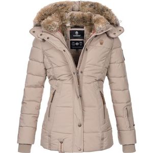 Marikoo B658 Warme winterjas voor dames, gewatteerd, imitatiebont