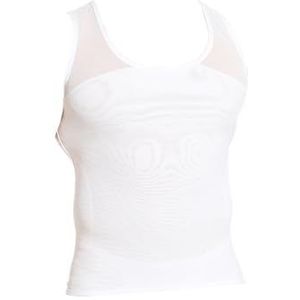 AnyBopcall Shapewear-vest van mesh met strakke tailleband for heren, strakke tailleband met rechte achterkant, shapewear-ondergoed met korset (Color : White, Size : XL)
