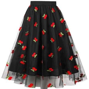 Tule rokken voor vrouwen jaren 1950 bloemenfee rok vintage geborduurde rokken A-lijn hoge taille lange schommel rok zwierige rok