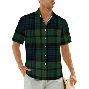 Schotse tartan geruite herenoverhemden korte mouwen strandshirt Hawaiiaans shirt casual zomer T-shirt 4XL