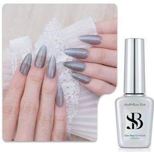 Sun&Beam Nails One-Step Gel Nagellak 3-in-1, magnetisch, 12 ml, zonder basis- en toplaag, UV-licht aanbevolen, gemakkelijk te verwijderen (#730 staalblauw)