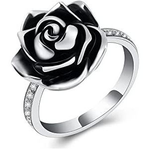 SHEIL Keepsake sieraden voor vrouwen roestvrij staal vinger roos bloem crematie urn ring voor as van geliefden herdenking juwelen,10
