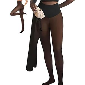 2026 Nieuwe compressieband en optie met één naad, versterkingen for dames, tailleband en chauds, warme panty's met blote benen in grote maten, grote tailles(Bronze,L-XL)