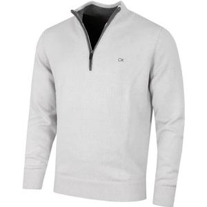 Calvin Klein Heren Chunky Knit 1/2 Zip Golf Sweater - Licht Zilver - L