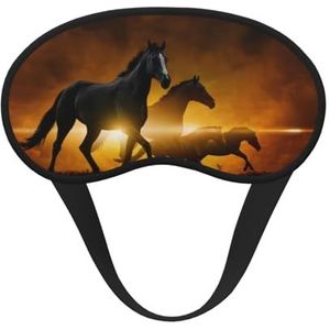 QGWDYYJQ Running Black Horses Printed Blackout Sleep Mask Soft Eye Mask Sleep Aid Oogmasker
