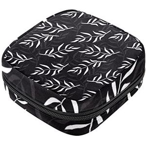 Maandverband Opbergtas, Vrouwelijke Product Pouches Draagbare Periode Kit Tas voor Meisjes Vrouwen Dames Tropische Planten, Meerkleurig, 4.7x6.6x6.6 in/12x17x17 cm