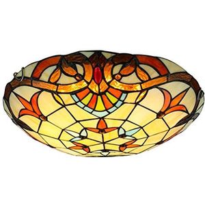 E27 Tiffany Plafondlamp Retro Woonkamer Licht Halfronde Barokke Plafondlamp, Gebrandschilderde Lampenkap, Klassiek Decoratief Plafondlamp voor Slaapkamer Eetkamer Hotel Cafe Keuken Hal Bar,40cm