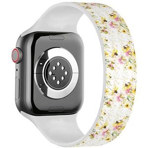 Solo Loop band compatibel met alle series Apple Watch 42/44/45/49mm (prachtige bloemenslinger gele roos lelie camelia zonnebloem) rekbare siliconen band band accessoire, Siliconen, Geen edelsteen