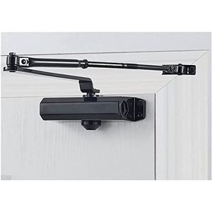 Zelfsluitende deurscharnier, automatische deurdranger, 2 veerhydraulische buffer, verstelbare deurstopper, snelheid mute-sluiting, geschikt for deurbeslag van 25 tot 80 kg (zwart M) (Color : Black S