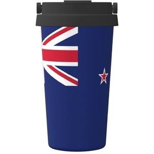 EdWal Nieuw-Zeelandse vlag print 500 ml koffiemok, geïsoleerde campingmok met deksel, reisbeker, geweldig voor elke drank