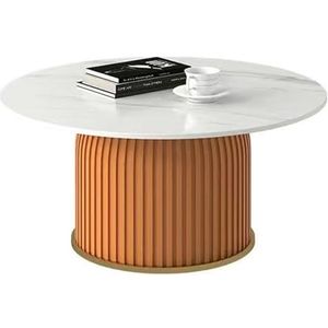 ZYDZ Moderne bijzettafel, multifunctionele ronde rotsplaat eindtafel, met metalen basis, stabiel en duurzaam, voor woonkamer, slaapkamer, lounge (oranje, 70 cm)