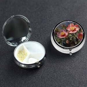 Pillendoosje pillendoosje 3 compartimenten kleine pillenorganizer voor portemonnee en zak reizen pillendoos lente bloem schattige medicijnorganisator pillenhouder om vitamines visolie vast te houden