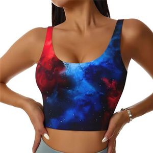 Rood Blauw Galaxy Print Casual Wear Vrouwen Sport Vest Yoga Vest Workout Vest Voor Vrouwen Lichtgewicht Trendy, Zwart, S