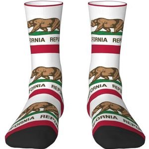 Evengigy California State Flag Grappige Sokken Crazy Fashion Cool Gepersonaliseerde Zachte Crew Sokken voor Mannen Vrouwen unisex, Wit, One size