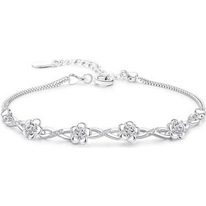 Armbanden 925 Sterling Zilveren Armband Paars Kristal Zirkoon Pruim Armband Compatibel Met Vrouwen Mode Eenvoudige Engagement Wedding Glamour Sieraden Kleding, schoenen en sieraden (Color : White)