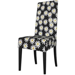 KemEng Madeliefjes Bloemen Bloemen Bloem Zwart En Wit Eenvoudig, Stoelhoezen, Stoelbeschermer, Stretch Eetkamerstoel Slipcover Seat Cover voor Stoelen