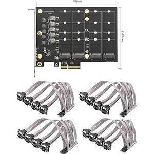 Allowish PCIe X4 Uitbreidingskaart 4 M.2 NVMe naar 32 RS232 DB9 Seriële Poorten Extender Adapter Ondersteuning Non-Bifurcatie Moederbord