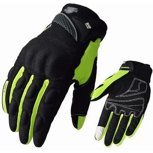 CaFfen Motorhandschoenen Zomer Touchscreen Motorrijhandschoen Volledige Vinger Mesh Ademend Motocross Handschoen MTB Dirt Bike Handschoenen Motorhandschoenen (Groen, L)