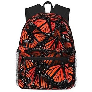 NOKOER Monarch Vlinders Gedrukt Lichtgewicht Casual Rugzak,Laptop Rugzak Waterdichte Canvas Tas, Camping Rugzak Reizen Dagrugzak, Zwart, One Size