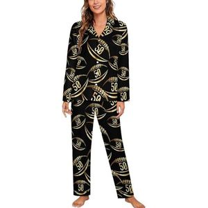 American Football pyjama met lange mouwen voor vrouwen, klassieke nachtkleding, nachtkleding, zachte pyjamasets